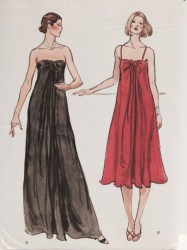 9686 Vogue 1979 Strappy or Strapless Evening Front Tie Dress Lengths Pattern 12 Uncut